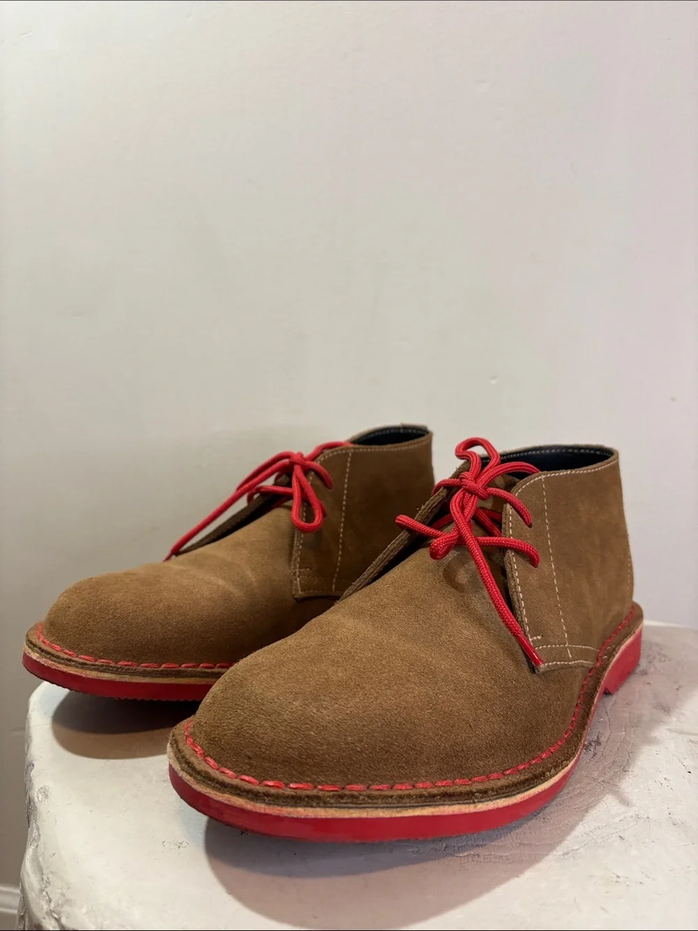 Veldskoen Heritage Pinotage Red Sole Red Laces Suede Leather Chukka Boot US 8